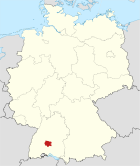 Deutschlandkarte, Position des Zollernalbkreises hervorgehoben