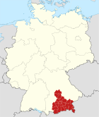 Lage des Bezirk/Regierungsbezirks Oberbayern in Deutschland