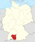 Lage des Regierungsbezirkes Tübingen in Deutschland
