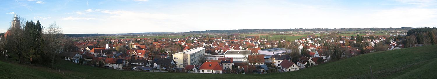 Panoramabild Bad Grönenbach, gesehen vom Stiftsberg Richtung Norden