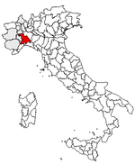 Lage der Provinz Alessandria innerhalb Italiens