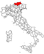 Lage der Südtirol innerhalb Italiens