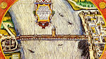 Darstellung unbekannter Hand von 1608, die jedoch nicht den archäologischen Funden entspricht. Ansicht von Norden