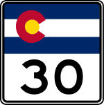 Straßenschild der Colorado State Route 30