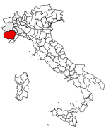 Lage der Provinz Cuneo innerhalb Italiens