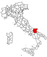 Lage der Provinz Foggia innerhalb Italiens