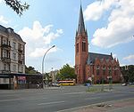 Die Kirche „Zum Guten Hirten“ auf dem Friedrich-Wilhelm-Platz
