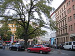 Blick von der Südseite auf die Häuser Oranienstraße 10–14 und 196–198