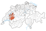 Lage des Kantons Freiburg