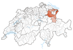Lage des Kantons St. Gallen