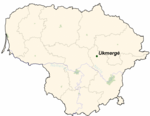 Karte von Litauen; Ukmergė markiert