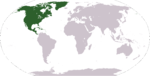 Nordamerika auf der Weltkarte