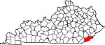 Map of Kentucky highlighting Harlan County.svg