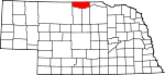 Map of Nebraska highlighting Keya Paha County.svg