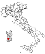 Lage der Provinz Medio Campidano innerhalb Italiens