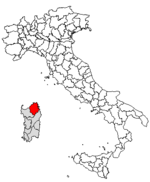 Lage der Provinz Olbia-Tempio innerhalb Italiens