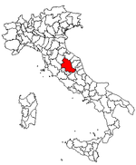 Lage der Provinz Perugia innerhalb Italiens