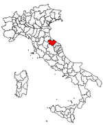 Lage der Provinz Pesaro und Urbino innerhalb Italiens