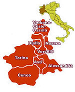 Lage der Provinz Novara innerhalb Italiens