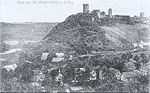Burg Blankenberg mit dem darunter liegenden Ort Stein auf einer Postkarte um 1900