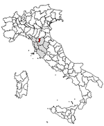 Lage der Provinz Prato innerhalb Italiens