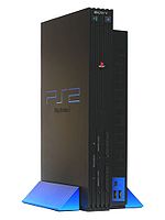 Senkrecht aufgestellte PlayStation 2