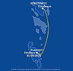 Karte der Fährverbindung Tórshavn-Suðuroy