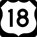 Straßenschild des U.S. Highways 18