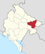 Karte von Montenegro, Position von Berane hervorgehoben