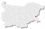 Karte von Bulgarien, Position von Burgas hervorgehoben