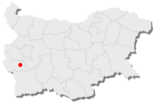 Karte von Bulgarien, Position von Dupniza hervorgehoben