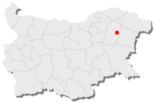 Karte von Bulgarien, Position von Kaspitschan hervorgehoben