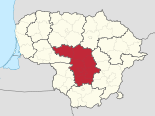 Karte Litauens – Bezirk Kaunas hervorgehoben