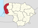 Karte Litauens – Bezirk Klaipėda hervorgehoben