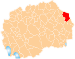 Karte von Mazedonien, Position von Општина ДелчевоGemeinde Delčevo hervorgehoben