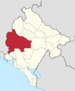 Karte von Montenegro, Position von Nikšić hervorgehoben