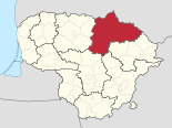Karte Litauens – Bezirk Panevėžys hervorgehoben