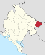 Karte von Montenegro, Position von Rožaje hervorgehoben
