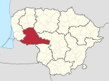 Karte Litauens – Bezirk Tauragė hervorgehoben