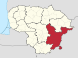 Karte Litauens – Bezirk Vilnius hervorgehoben