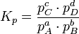  K_p =\frac{p_C^c \cdot p_D^d}{p_A^a \cdot p_B^b}