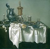 Willem Claesz. Heda, Stillleben mit Pastete, Zinngeschirr und goldenem Deckelpokal, 1635, National Gallery of Art, Washington