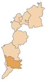 Lage des Bezirks Güssing im Bundesland Burgenland (anklickbare Karte)