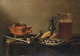 Pieter Claesz, Stillleben mit Rauchwerkzeug, Hering und Bierglas, 1647, Fine Arts Museums, San Francisco