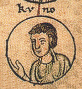 Konrad I., Darstellung aus der Chronica Sancti Pantaleonis, um 1237
