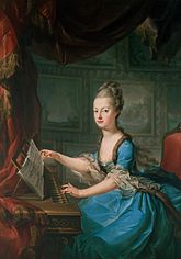 Marie Antoinette am Clavichord, kurz vor ihrer Heirat, Franz Xaver Wagenschön zugeschrieben
