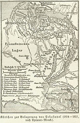 zeitgenössische Karte der Belagerung von Sewastopol