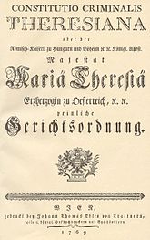 Titelseite der Constitutio Criminalis Theresiana