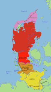 Jütland in seinen unterschiedlichen Ausdehnungen als Teil der Jütischen Halbinsel