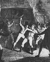 Der Mordanschlag auf den Herzog von Berry durch Louis Louvel (zeitgenössische Darstellung)